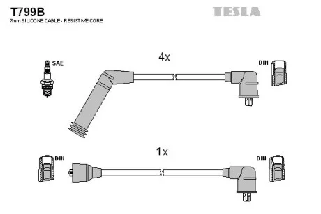 Комплект високовольтних дротів TESLA T799B