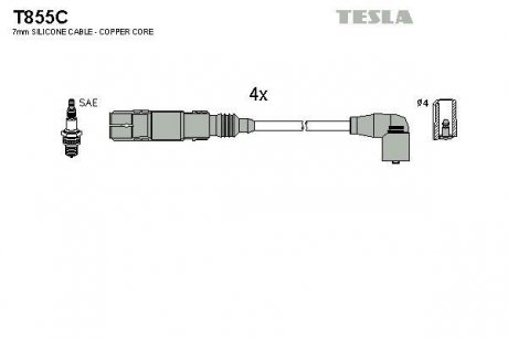 Комплект высоковольтных проводов TESLA T855C