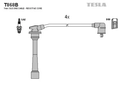 Кабель зажигания, к-кт HY,Kia 96- 1,6;2,0 TESLA T868B (фото 1)