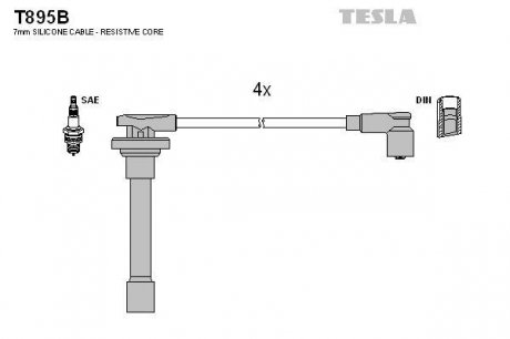 Провода высокого напряжения Honda Accord 2.0-2.2 93- TESLA T895B