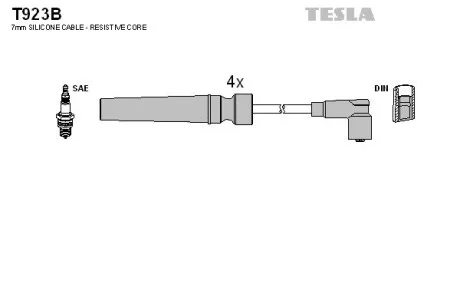 Провода высоковольтные Chevrolet Lacetti 16V, 1.4 1.6 DOHC TESLA T923B
