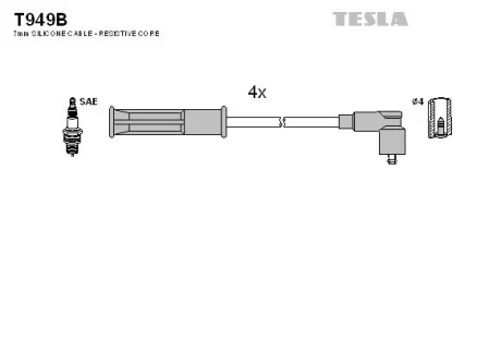 Комплект проводов Dacia Logan 1.4 / 1.6 TESLA T949B