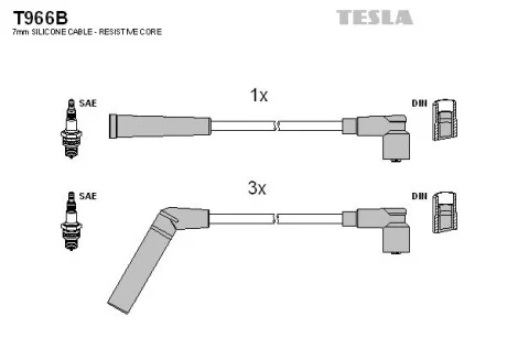Комплект високовольтних дротів TESLA T966B