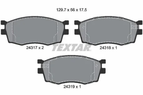 Тормозные колодки HYUNDAI / KIA Accent / Pride / Rio передняя сторона 00 - TEXTAR 2431701 (фото 1)