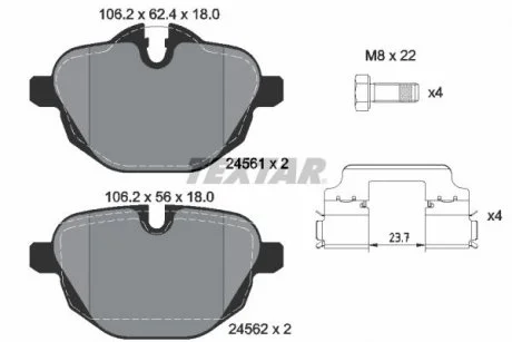 Гальмівні колодки BMW 5(F10,11)/7(G11)/X3(F25,G01)/X5(G05) "R "09>> TEXTAR 2456101