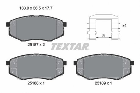 Гальмівні колодки KIA Optima "F "15>> TEXTAR 2518704 (фото 1)