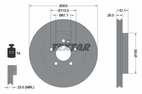 Диск гальмівний MERCEDES M(W163) "F D=303mm "98-"05 TEXTAR 92089905