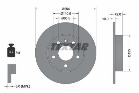 Диск тормозной OPEL Astra / Meriva R D = 264mm 96 - TEXTAR 92092103
