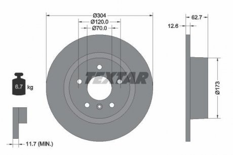 Диск тормозной LAND ROVER Discovery / Range Rover R D = 304mm 94-12 TEXTAR 92095203 (фото 1)