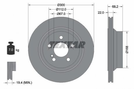 Диск тормозной MERCEDES E (W211,212) R D = 300mm 02 - TEXTAR 92115505 (фото 1)