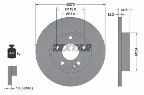 Диск тормозной MERCEDES A (W169) "F D = 276mm" 04- "12 TEXTAR 92131803