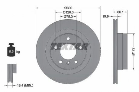 Диск тормозной BMW 1 (81,87) / 3 (90,91,92) R D = 300mm 05 - TEXTAR 92133003 (фото 1)