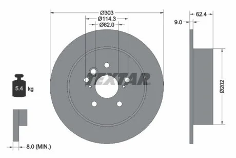 Диск тормозной TOYOTA Rav4 "R D = 303mm" 00 >> TEXTAR 92144103