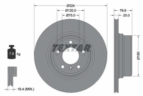 Диск тормозной BMW X5 (E53) R D = 324mm 01 - TEXTAR 92146303
