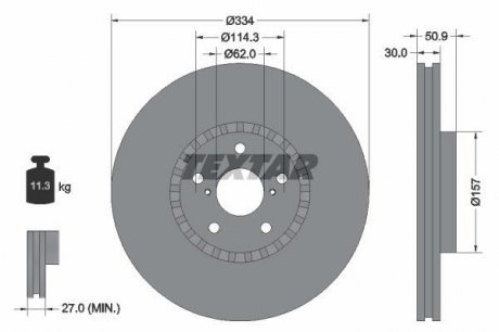 Диск тормозной LEXUS GS300 / 430/460 передняя сторона D = 334mm 05 - TEXTAR 92147903 (фото 1)