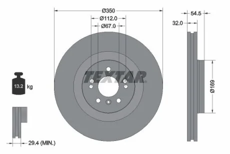 Диск тормозной передний MERCEDES GL/ML/R (164/166/251) "F "05>> TEXTAR 92150703 (фото 1)