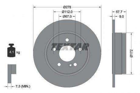 Диск тормозной MERCEDES C (W204, S204) R D = 278mm 07 - TEXTAR 92163103