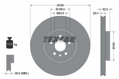 Диск тормозной TEXTAR 92168203
