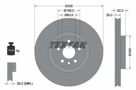 Диск гальмівний TEXTAR 92168203