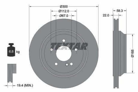 Диск тормозной MERCEDES S (W221) / SL (R230) "R D = 300mm" 01 >> TEXTAR 92176303