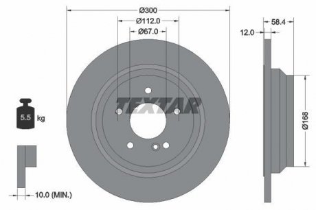 Диск тормозной MERCEDES S (W221) R D = 300mm 04-13 TEXTAR 92176503