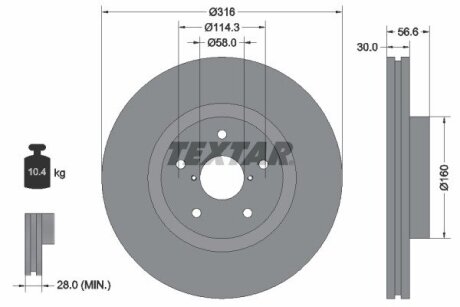 Передний вент. Subaru Tribeca (316x30) TEXTAR 92199203 (фото 1)