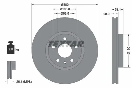 Диск гальмівний TEXTAR 92268603 (фото 1)