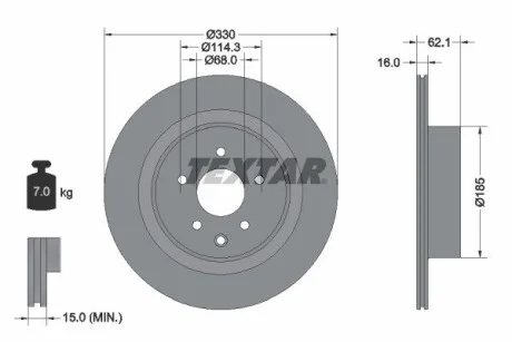 Диск тормозной передний INFINITI EX/G "R D=330mm "07>> TEXTAR 92319703