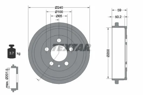 Тормозной барабан SKODA / VW Fabia / Polo задняя сторона 97 - TEXTAR 94023800