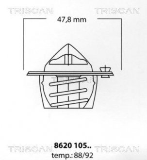 Термостат 92C ° Chevrolet / Ford / Opel / VAG TRISCAN 862010592 (фото 1)
