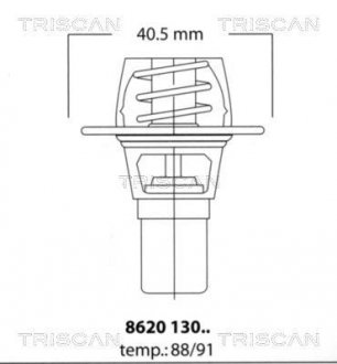 Термостат Renault 1.1 / 1.2 / 1.4 1397 C1J 07/88> 11/95 TRISCAN 862013091 (фото 1)
