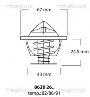 Термостат с прокладкойVario, 405-609D TRISCAN 86202682 (фото 1)