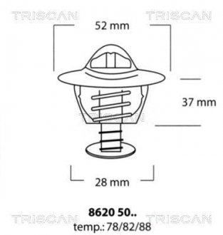 Термостат Honda Accord 2.2 2295 F22B4 / B5 09/93- TRISCAN 86205078 (фото 1)