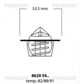 Термостат Citroen / Peugeot 88C 1.0-1.6 87- TRISCAN 86205488 (фото 1)