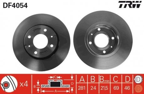 Тормозной диск TRW DF4054 (фото 1)