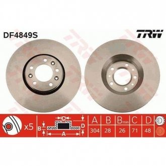 Тормозной диск TRW DF4849S (фото 1)