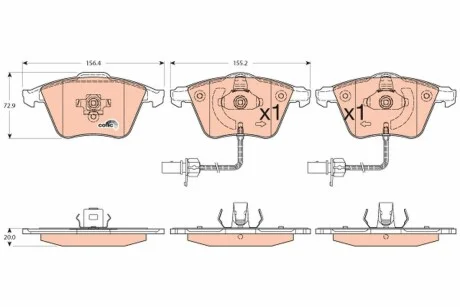 Гальмівні колодки дискові AUDI A4 Cabrio/A4 Cabrio Quattro/A4 Quattro/A6/A6 Quattro/A8/A8 Quattro/S TRW GDB1554