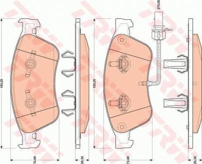 Тормозные колодки дисковые AUDI A8 передняя сторона 03- 10 TRW GDB1811