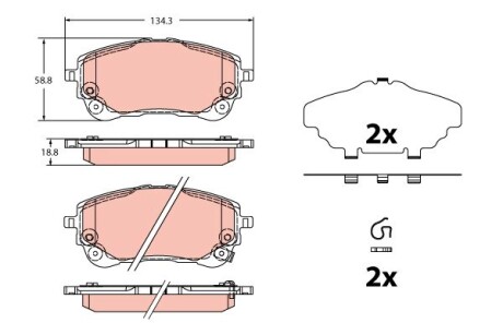 Гальмівні колодки дискові TOYOTA Corolla/Yaris Cross "F "19>> TRW GDB2349 (фото 1)