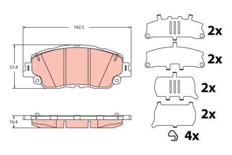 Гальмівні колодки дискові LEXUS UX \'\'F \'\'18>> TRW GDB2354 (фото 1)