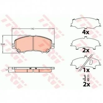 Тормозные колодки дисковые NISSAN / RENAULT X-Trail / Kadjar передняя сторона 14 - TRW GDB3648