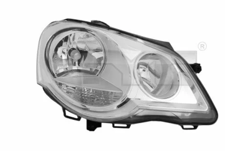 VW POL 02- правая сторона фара H7/H1 с поворот., автом., + коррект., хром. рамка, 5/05- TYC 20-0729-05-2