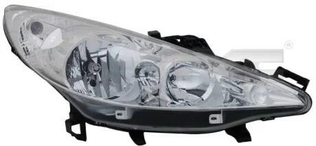 PE 207 правая сторона фара H7/H1с поворот., без противотуманкаан, автом., + коррект. TYC 20-1059-05-2