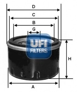 Фiльтр оливний UFI 2311500