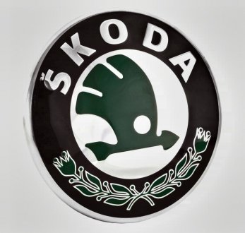 Емблема передня Skoda Octavia А5, Fabia 2, Superb, Roomster, Yeti (діаметр 88 мм) VAG 3U0853621BMEL