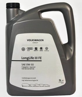 Масло моторное LongLife III FE 0W-30 (5 л) VAG GS55545M4 (фото 1)