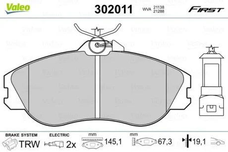 Тормозные колодки дисковые AUDI 100/200/80/90/Quattro "2,0-2,8 "F "83-96 Valeo 302011