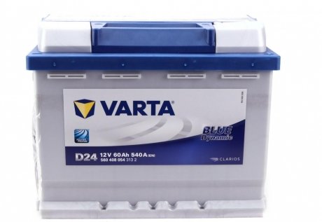 Аккумулятор батарея АКБ D24 BLUE DYNAMIC 60 А * ч - / + 540A VARTA 5604080543132 (фото 1)