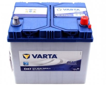 Аккумулятор батарея АКБ D47 BLUE DYNAMIC 60 А * ч - / + 540A VARTA 5604100543132 (фото 1)