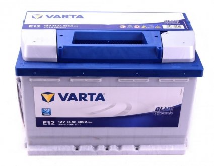 Аккумулятор батарея АКБ E12 BLUE DYNAMIC 74 А * ч +/- 680A VARTA 5740130683132 (фото 1)